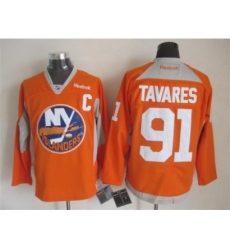 NHL New York Islanders #91 John Tavares orange jerseys