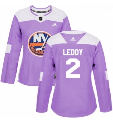 Womens Adidas New York Islanders 2 Nick Leddy Authentic Purple Fights Cancer Practice NHL Jersey 