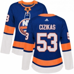 Womens Adidas New York Islanders 53 Casey Cizikas Authentic Royal Blue Home NHL Jersey 