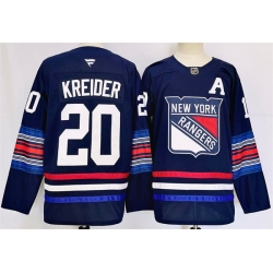 Men New York Rangers 20 Chris Kreider Navy 2024 25 Stitched Jersey