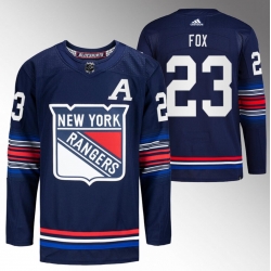 Men New York Rangers 23 Adam Fox Navy Stitched Jersey