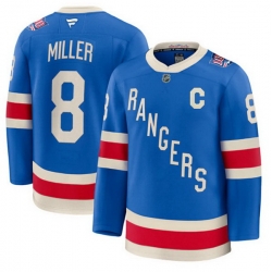 Men New York Rangers 8 JT Miller Blue Centennial With C Patch Stitched Hockey Jersey