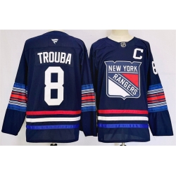 Men New York Rangers 8 Jacob Trouba Navy 2024 25 Stitched Jersey