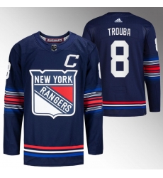 Men New York Rangers 8 Jacob Trouba Navy Stitched Jersey