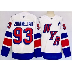 Men New York Rangers 93 Mika Zibanejad White 2024 25 Stadium Series Stitched Jersey