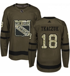 Youth Adidas New York Rangers 18 Walt Tkaczuk Premier Green Salute to Service NHL Jersey 