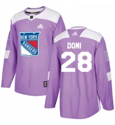 Youth Adidas New York Rangers 28 Tie Domi Authentic Purple Fights Cancer Practice NHL Jersey 