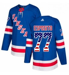 Youth Adidas New York Rangers 77 Phil Esposito Authentic Royal Blue USA Flag Fashion NHL Jersey 