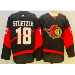 Men Ottawa Senators 18 Tim Stutzle Black 2022 23 Reverse Black Stitched Jersey