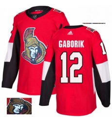 Mens Adidas Ottawa Senators 12 Marian Gaborik Authentic Red Fashion Gold NHL Jersey 