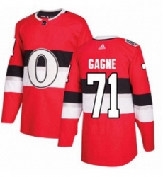 Mens Adidas Ottawa Senators 71 Gabriel Gagne Authentic Red 2017 100 Classic NHL Jersey 