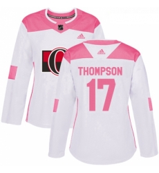 Womens Adidas Ottawa Senators 17 Nate Thompson Authentic WhitePink Fashion NHL Jersey 