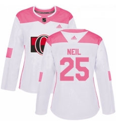 Womens Adidas Ottawa Senators 25 Chris Neil Authentic WhitePink Fashion NHL Jersey 