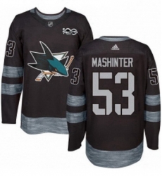 Mens Adidas San Jose Sharks 53 Brandon Mashinter Authentic Black 1917 2017 100th Anniversary NHL Jersey 