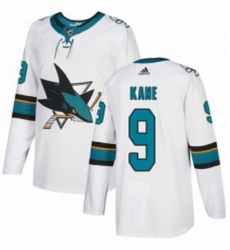 Mens Adidas San Jose Sharks 9 Evander Kane Authentic White Away NHL Jerse