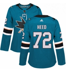 Womens Adidas San Jose Sharks 72 Tim Heed Premier Teal Green Home NHL Jersey 