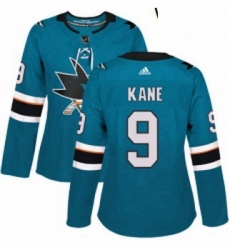 Womens Adidas San Jose Sharks 9 Evander Kane Authentic Teal Green Home NHL Jerse