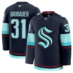 Men Seattle Kraken 31 Philipp Grubauer Navy 2024 25 Home Stitched Hockey Jersey