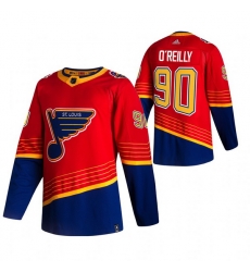 Men St  Louis Blues 90 Ryan O 27Reilly Red Adidas 2020 21 Reverse Retro Alternate NHL Jersey