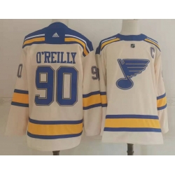 Men St Louis Blues 90 Ryan OReilly Cream 2022 Winter Classic Authentic Jersey