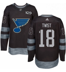 Mens Adidas St Louis Blues 18 Tony Twist Authentic Black 1917 2017 100th Anniversary NHL Jersey 