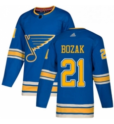 Mens Adidas St Louis Blues 21 Tyler Bozak Authentic Navy Blue Alternate NHL Jersey 