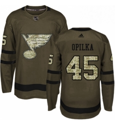 Mens Adidas St Louis Blues 45 Luke Opilka Premier Green Salute to Service NHL Jersey 