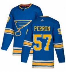 Mens Adidas St Louis Blues 57 David Perron Blue Alternate Authentic Stitched NHL Jersey 