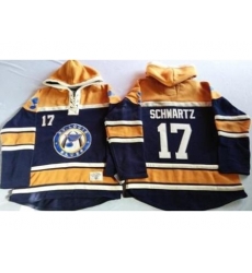 St. Louis Blues 17 Jaden Schwartz Navy Blue Gold Sawyer Hooded Sweatshirt Stitched Jersey