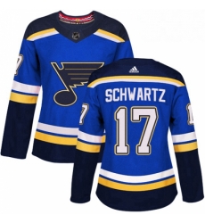 Womens Adidas St Louis Blues 17 Jaden Schwartz Authentic Royal Blue Home NHL Jersey 