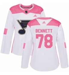 Womens Adidas St Louis Blues 78 Beau Bennett Authentic WhitePink Fashion NHL Jersey 