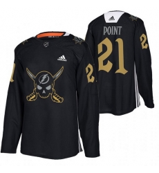 Men Tampa Bay Lightning 21 Brayden Point Black Gasparilla Inspired Pirate Themed Warmup Stitched jersey