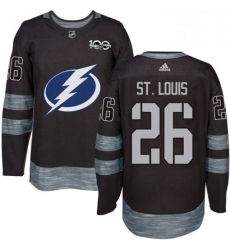 Mens Adidas Tampa Bay Lightning 26 Martin St Louis Authentic Black 1917 2017 100th Anniversary NHL Jersey 