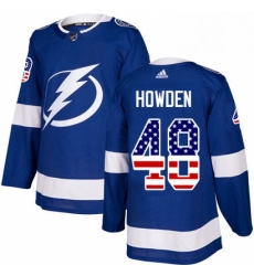 Mens Adidas Tampa Bay Lightning 48 Brett Howden Authentic Blue USA Flag Fashion NHL Jersey 