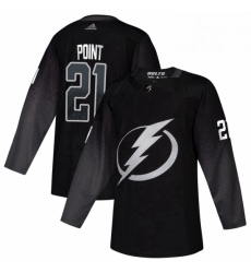 Mens Tampa Bay Lightning 21 Brayden Point adidas Alternate Authentic Player Jersey Black 