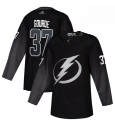 Mens Tampa Bay Lightning 37 Yanni Gourde adidas Alternate Authentic Player Jersey Black 