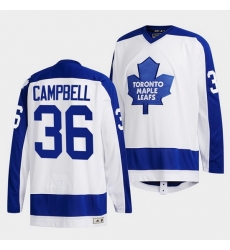 Men Toronto Maple Leafs 36 Jack Campbell White Classics Primary Logo Stitched jersey