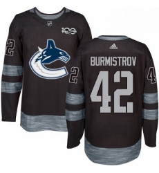 Mens Adidas Vancouver Canucks 42 Alex Burmistrov Premier Black 1917 2017 100th Anniversary NHL Jersey 