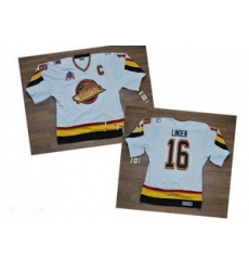 Vancouver Canucks 16 Trevor LINDEN CCM Throwback C Patch White Jerseys