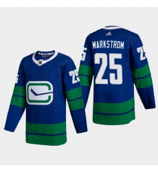 Vancouver Canucks 25 Jacob Markstrom Men Adidas 2020 21 Authentic Player Alternate Stitched NHL Jersey Blue