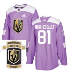 Adidas Golden Knights #81 Jonathan Marchessault Purple Authentic Fights Cancer Stitched NHL Inaugural Season Patch Jersey