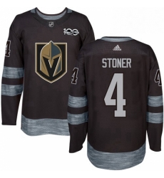 Mens Adidas Vegas Golden Knights 4 Clayton Stoner Authentic Black 1917 2017 100th Anniversary NHL Jersey 