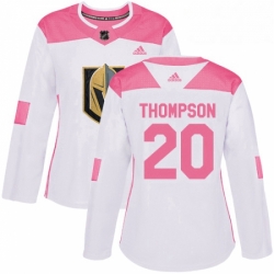 Womens Adidas Vegas Golden Knights 20 Paul Thompson Authentic WhitePink Fashion NHL Jersey 