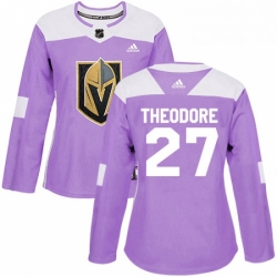 Womens Adidas Vegas Golden Knights 27 Shea Theodore Authentic Purple Fights Cancer Practice NHL Jersey 