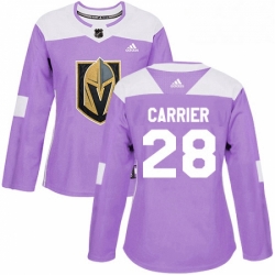 Womens Adidas Vegas Golden Knights 28 William Carrier Authentic Purple Fights Cancer Practice NHL Jersey 