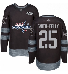 Mens Adidas Washington Capitals 25 Devante Smith Pelly Premier Black 1917 2017 100th Anniversary NHL Jersey 