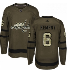 Mens Adidas Washington Capitals 6 Michal Kempny Authentic Green Salute to Service NHL Jerse