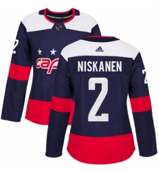 Womens Adidas Washington Capitals 2 Matt Niskanen Authentic Navy Blue 2018 Stadium Series NHL Jersey 