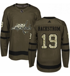 Youth Adidas Washington Capitals 19 Nicklas Backstrom Premier Green Salute to Service NHL Jersey 