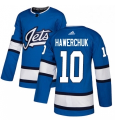 Mens Adidas Winnipeg Jets 10 Dale Hawerchuk Authentic Blue Alternate NHL Jersey 